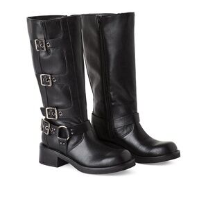 NWT Black Knee-High with Buckle Detail Madden NYC women's buckle strap boots